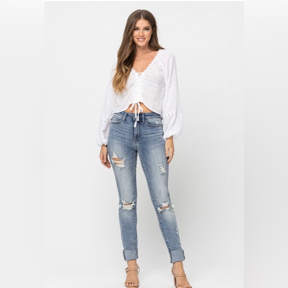 Judy Blue Jeans Womens 1 /25 Blue‎ Distressed Skinny Stretch Dark Wash Denim - Picture 1 of 11
